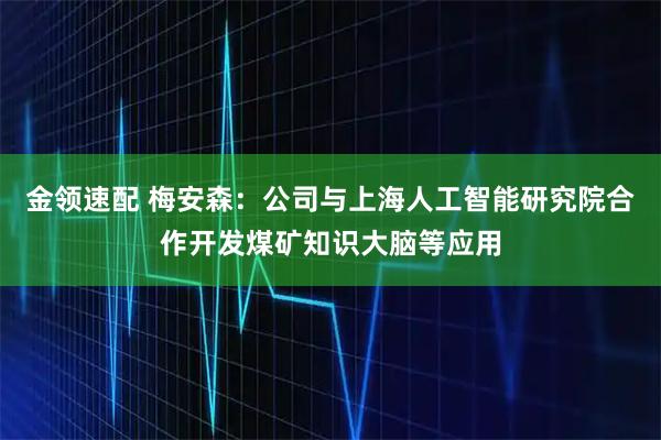 金领速配 梅安森：公司与上海人工智能研究院合作开发煤矿知识大脑等应用